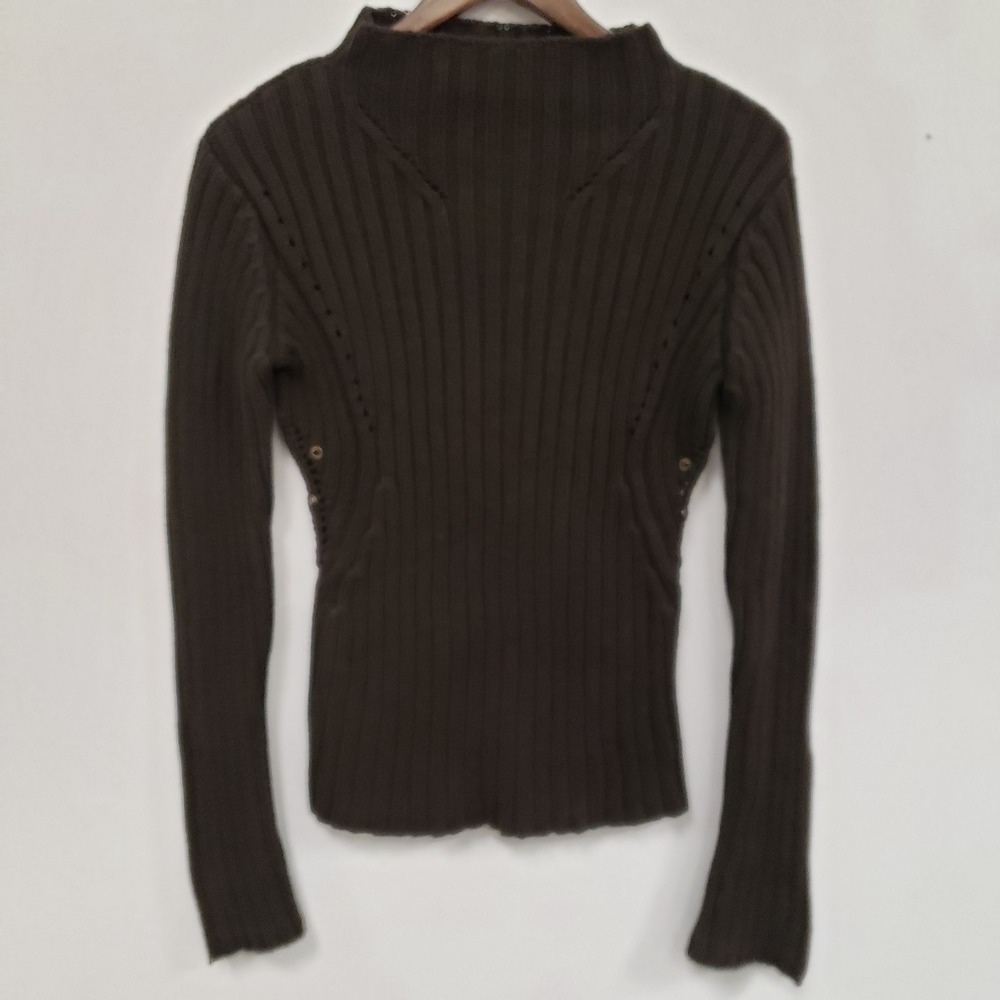 Gramicci Womens Y2K Thick Ribbed Knit Roll Neck Sweater Size L Brown‎ Grunge